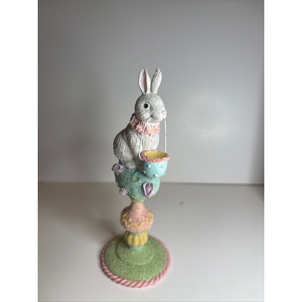 Enesco Sugar Spice Bunny W/Basket Figurine Karen Hahn 2002 Easter Decor 108013